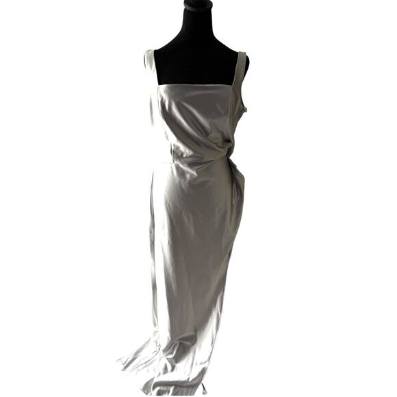 David’s Bridal Silver Cinched Side Gown NWT Size 14 – Bridal, Party, Holiday - Picture 1 of 9